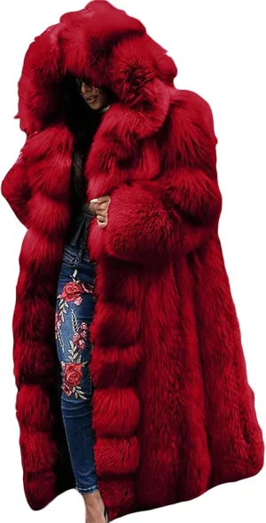 Womens Faux Fur Oversized Winter Coat Plus Size Open Front Long Cardigan Jacket Fleece Lined Sherpa Jacket