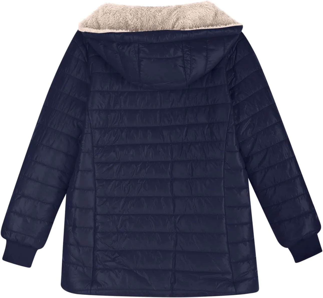 Women's Fleece Lined Zipper Winter Warm Hood Coat, Autumn Winter Long Sleeved Cotton-padded Jacket Comfy Down Jacket