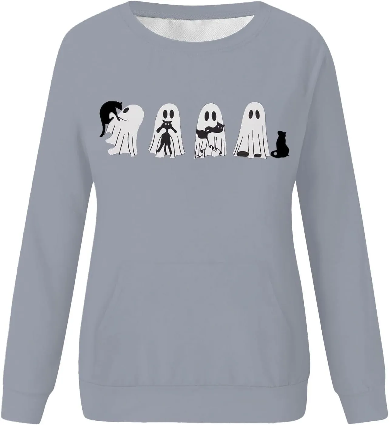 Womens Halooween Sweatshirt Regular Fit Cute Graphic Long Sleeve Crewneck Pullover Tunics Casual Fall Lightweight Top