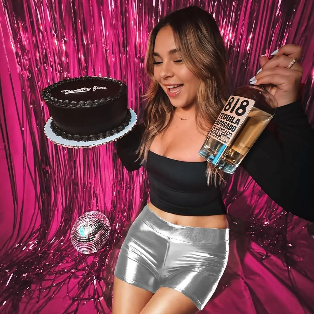 Women's High Waisted Metallic Booty Shorts Rave Bottoms for Dancing Hot Pants Clubwear