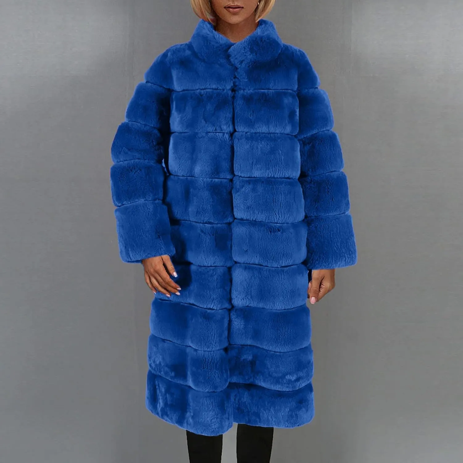 Womens Luxury Faux Fur Coats Winter Long Cardigan Vintage Fuzzy Warm Jacket Oversized Soft Solid Open Front Overcoat