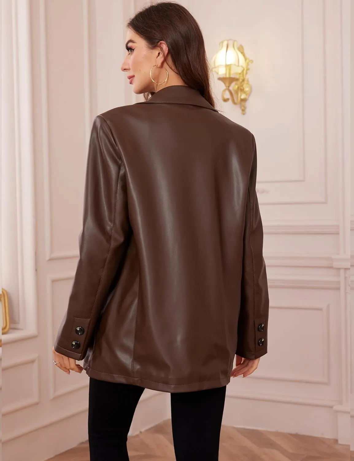 Womens Oversized Leather Jackets Faux Fall Outfits Fashion Clothes Motorcycle Coats Bomber Jacket