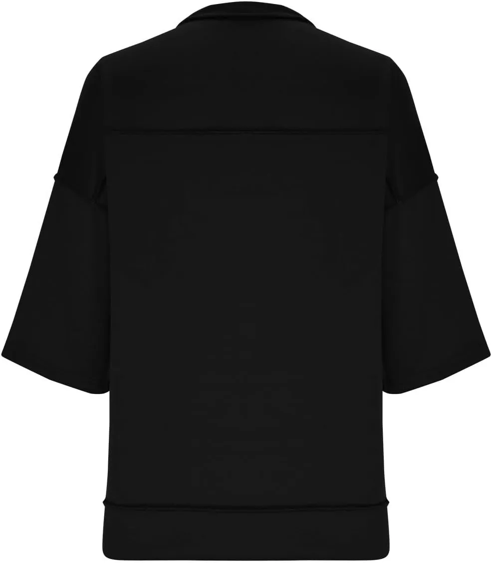 Womens Oversized Sweatshirts 3/4 Length Sleeve Crewneck Pullover Top Drop Shoulder Tees Casual High Low Tunic Tops