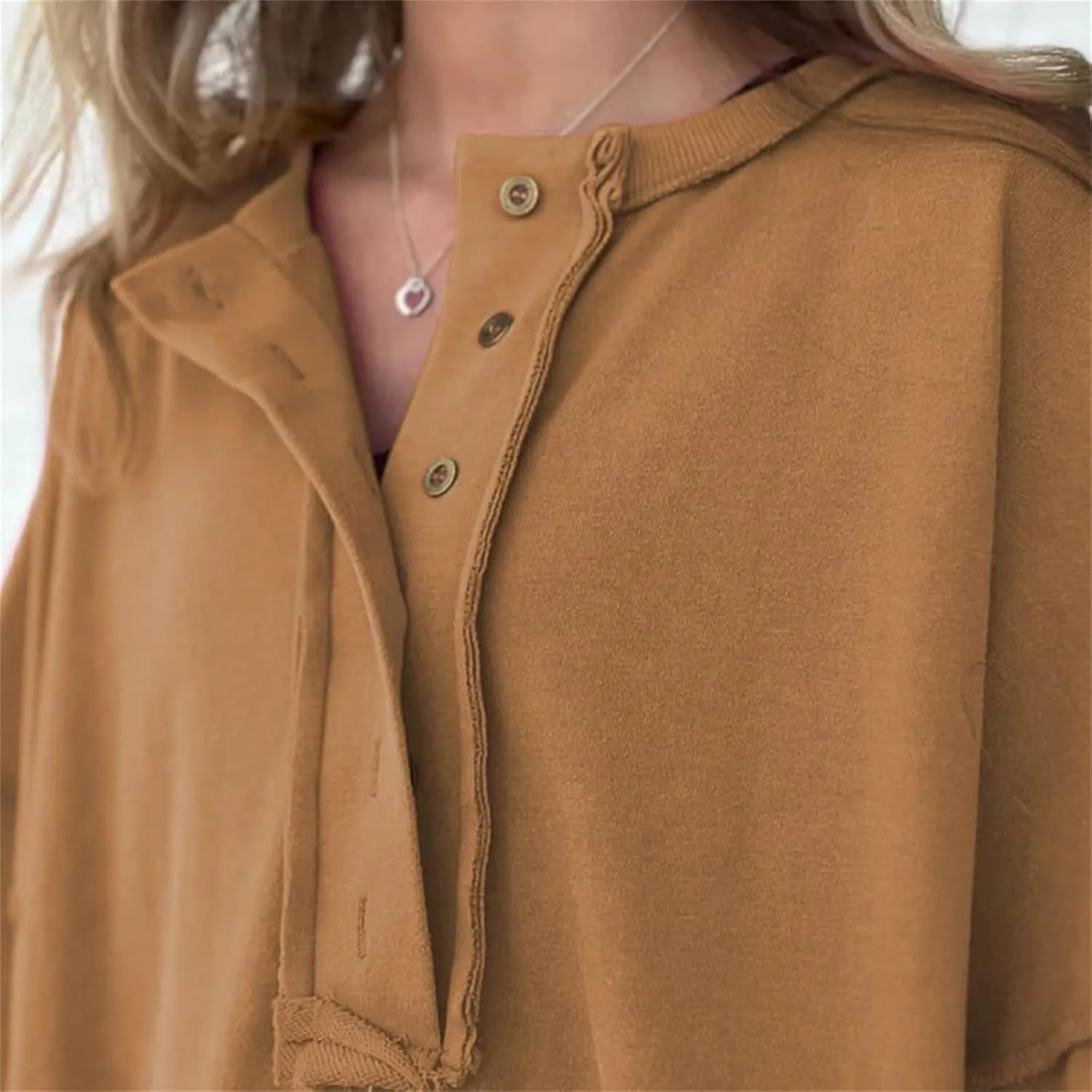 Womens Oversized Sweatshirts 3/4 Length Sleeve Crewneck Pullover Top Drop Shoulder Tees Casual High Low Tunic Tops