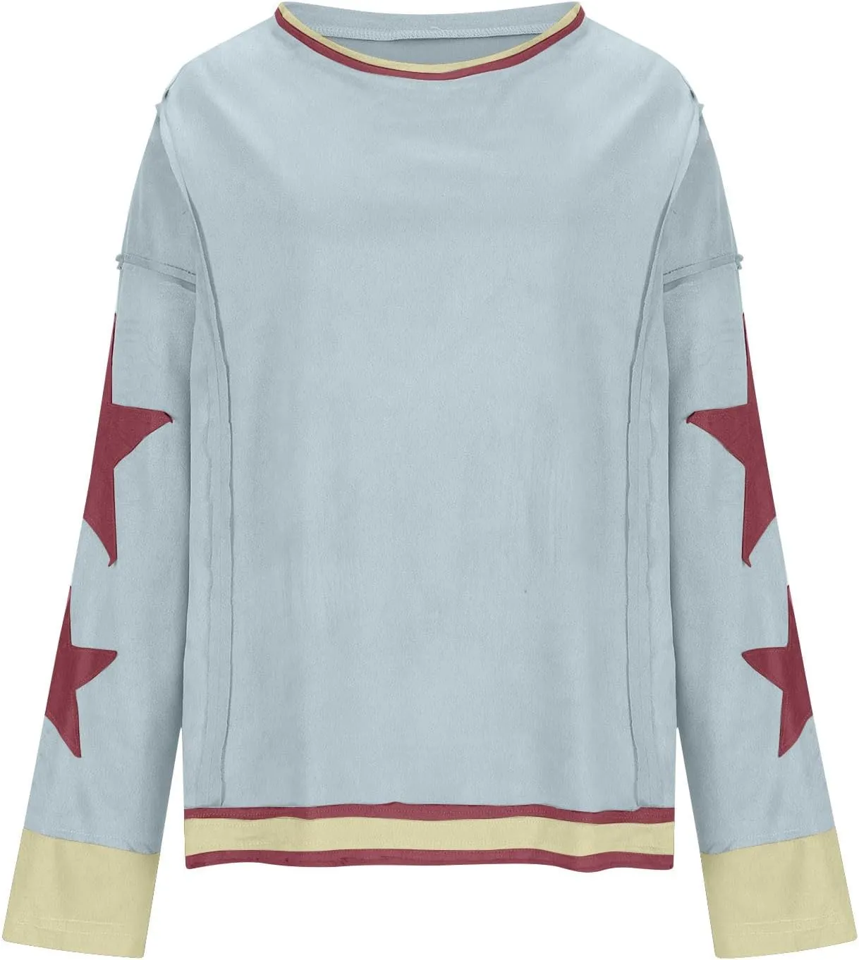 Womens Oversized Sweatshirts Fashion Y2k Tops Casual Crewneck Patchwork Pattern Pullover Shirt 2024 Streetwear