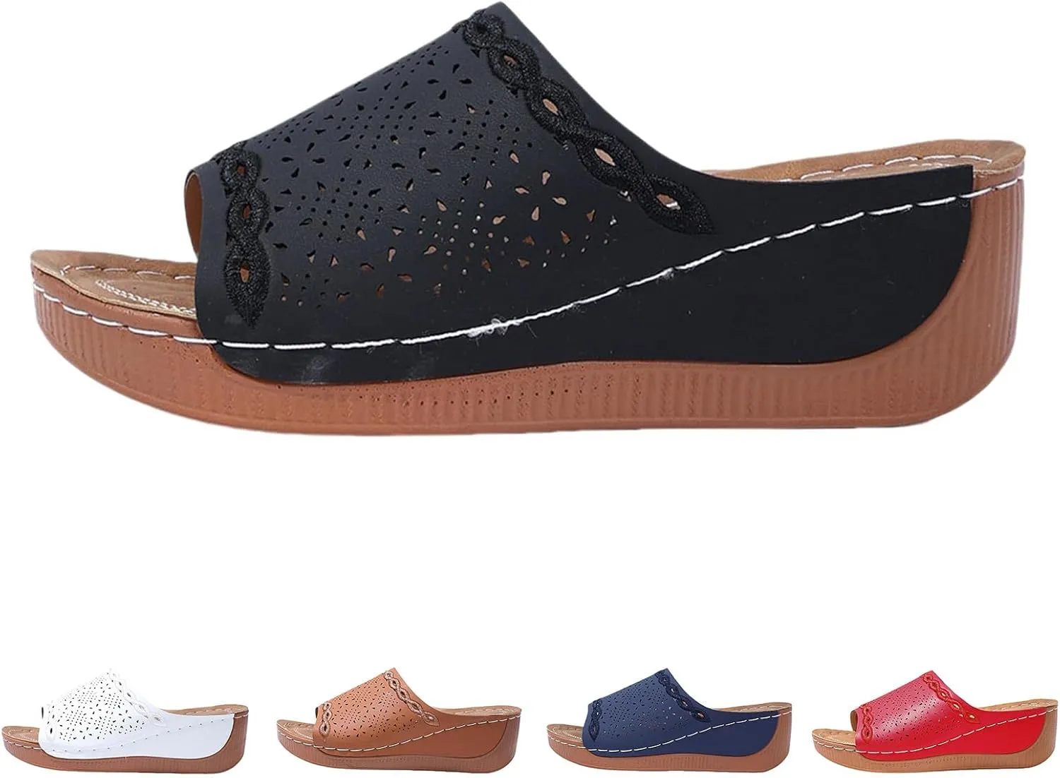 Women's Platform Wedge Sandals Comfortable Hollow Out Sandals Dressy Open Toe Slippers Summer Casual Walking Sandal Breathable Orthopedic Arch Support Sandal