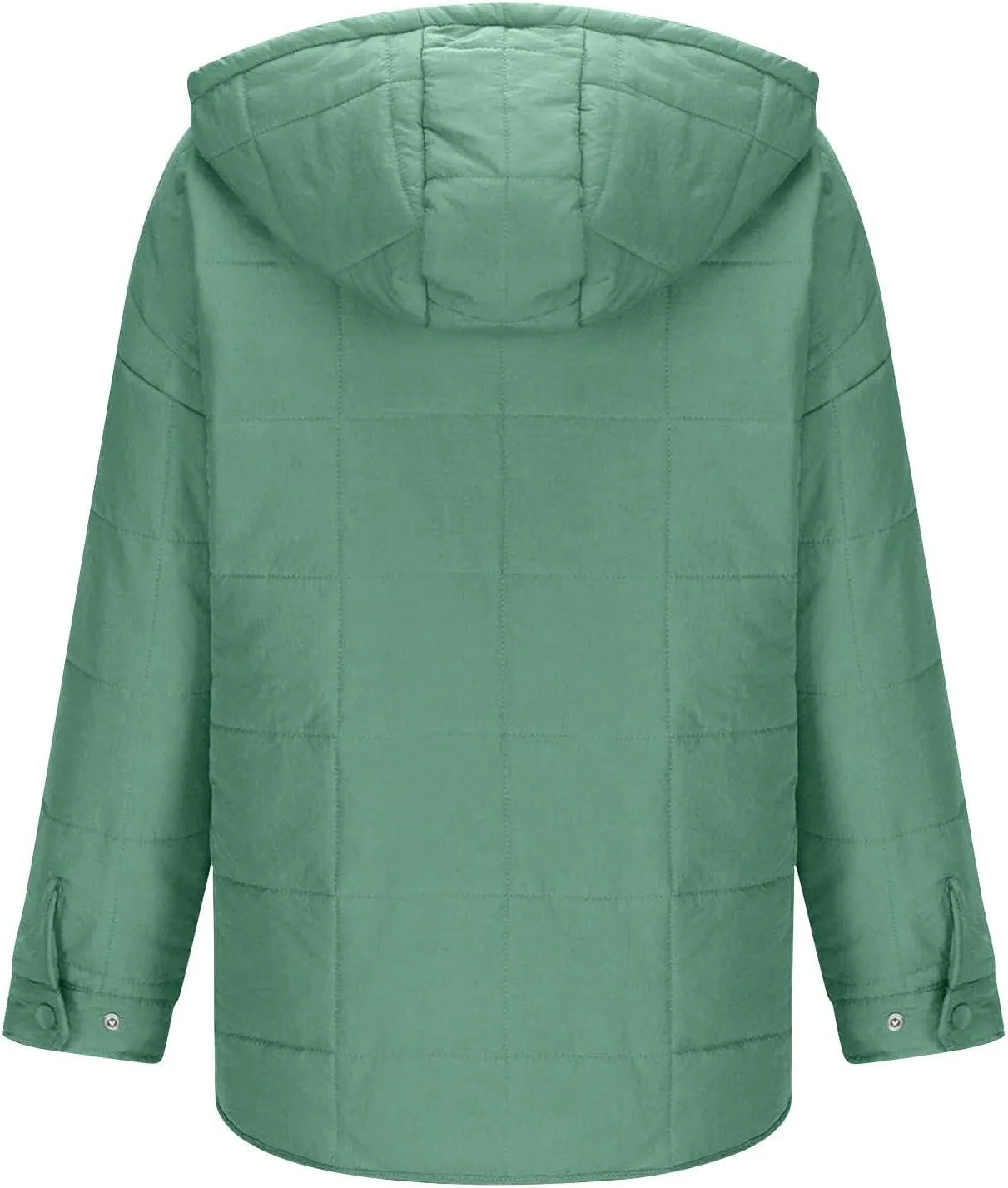 Women's Quilted Pullover Puffer Jacket Hooded Oversize Coat Tops Winter Warm Padded Hoodies Outwear with Pockets