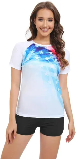 Women's Rash Guard UPF50  Sun Protection Swim Quick Dry Bathing Shirt Top for Woman Long Short Sleeve