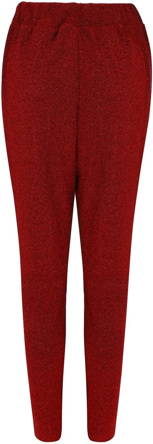 Womens Sequin Flare Pants Women Solid Casual Sequin Pocket Wide Leg Pants Zipper Loose Pants Night Out Clubwear