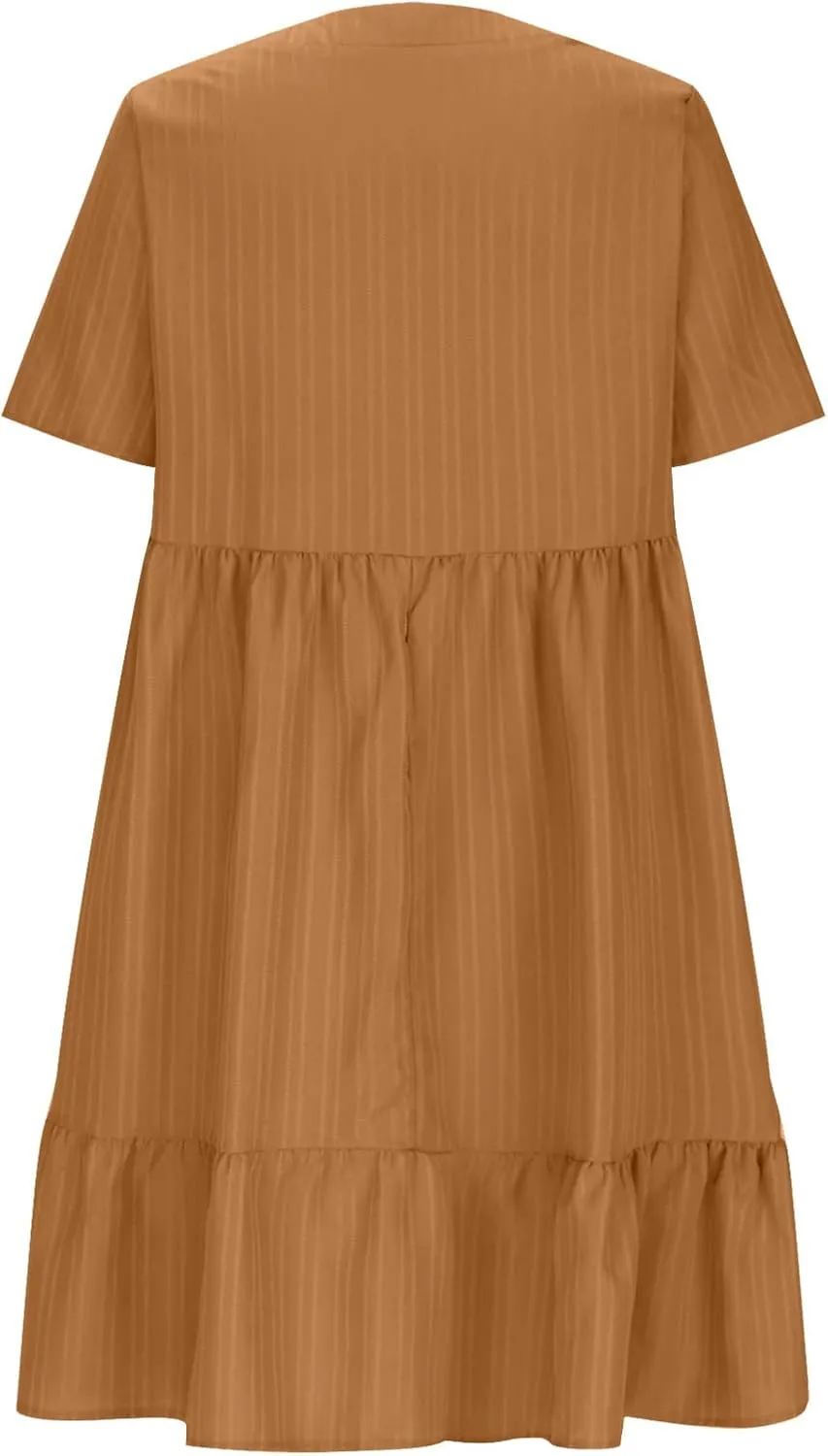 Womens Summer Dresses Sexy V Neck Party Dress Mini Ruffle Dresses Casual Beach Dress Short Sleeve Sundresses 2025