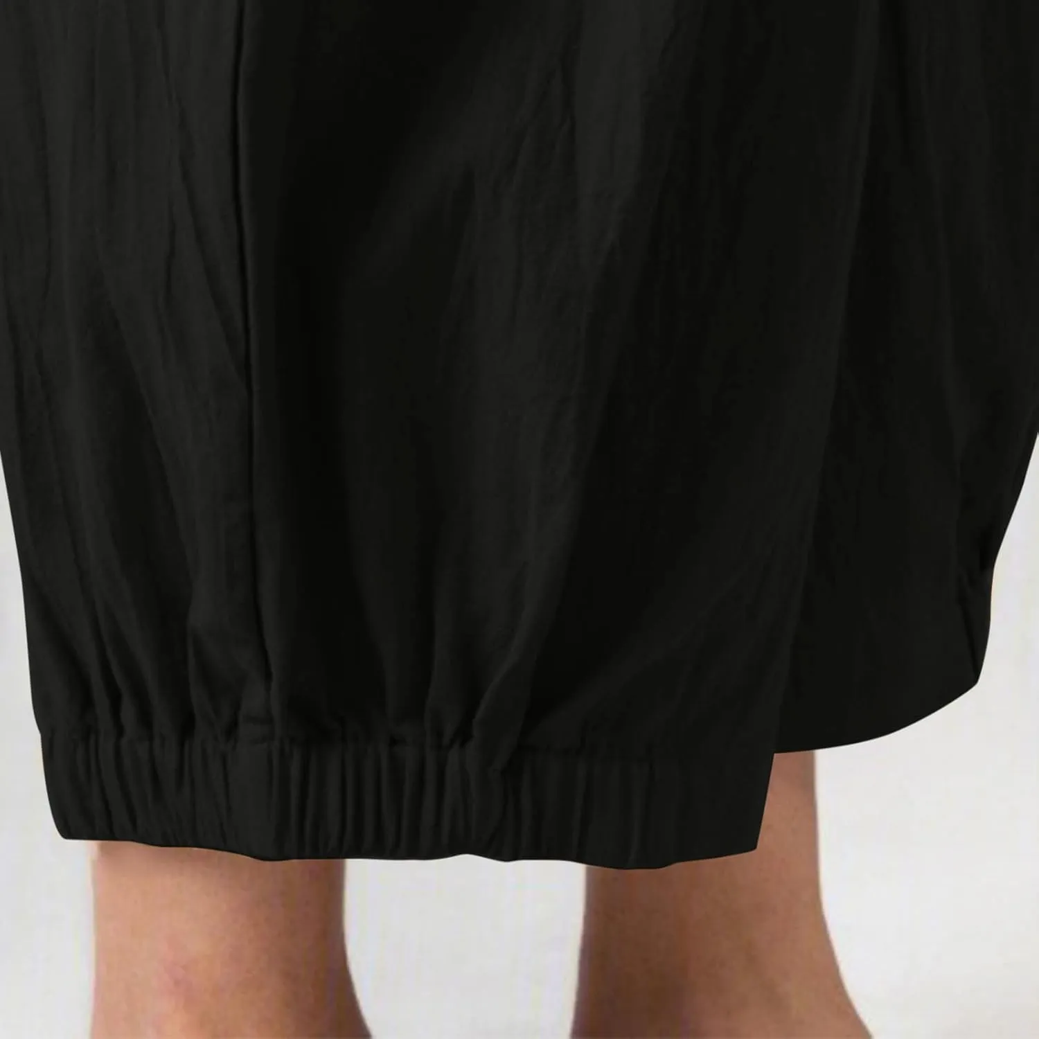 Womens Summer Harem Capri Pants Elastic Waist Casual Business Loose Work Slacks Lounge Cropped Trousers with Pockets
