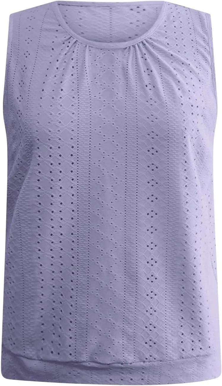 Womens Tank Tops Loose Fit Casual Round Neck Sleeveless Summer Dressy Tops 2025 Trendy Vacation Clothes