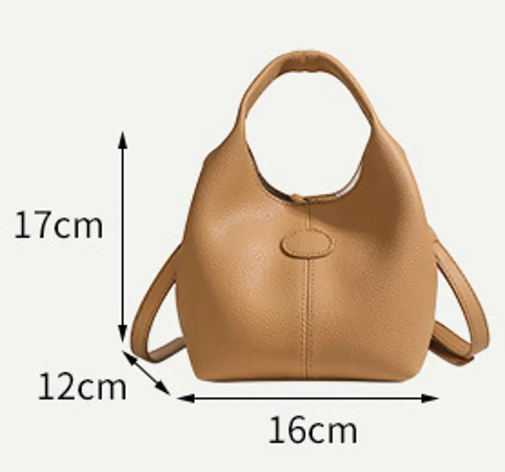 Womens Trendy PU Leather Purse Small Bucket Shoulder Crossbody Bag Cute Tote Handbag Casual 2pcs Satchel