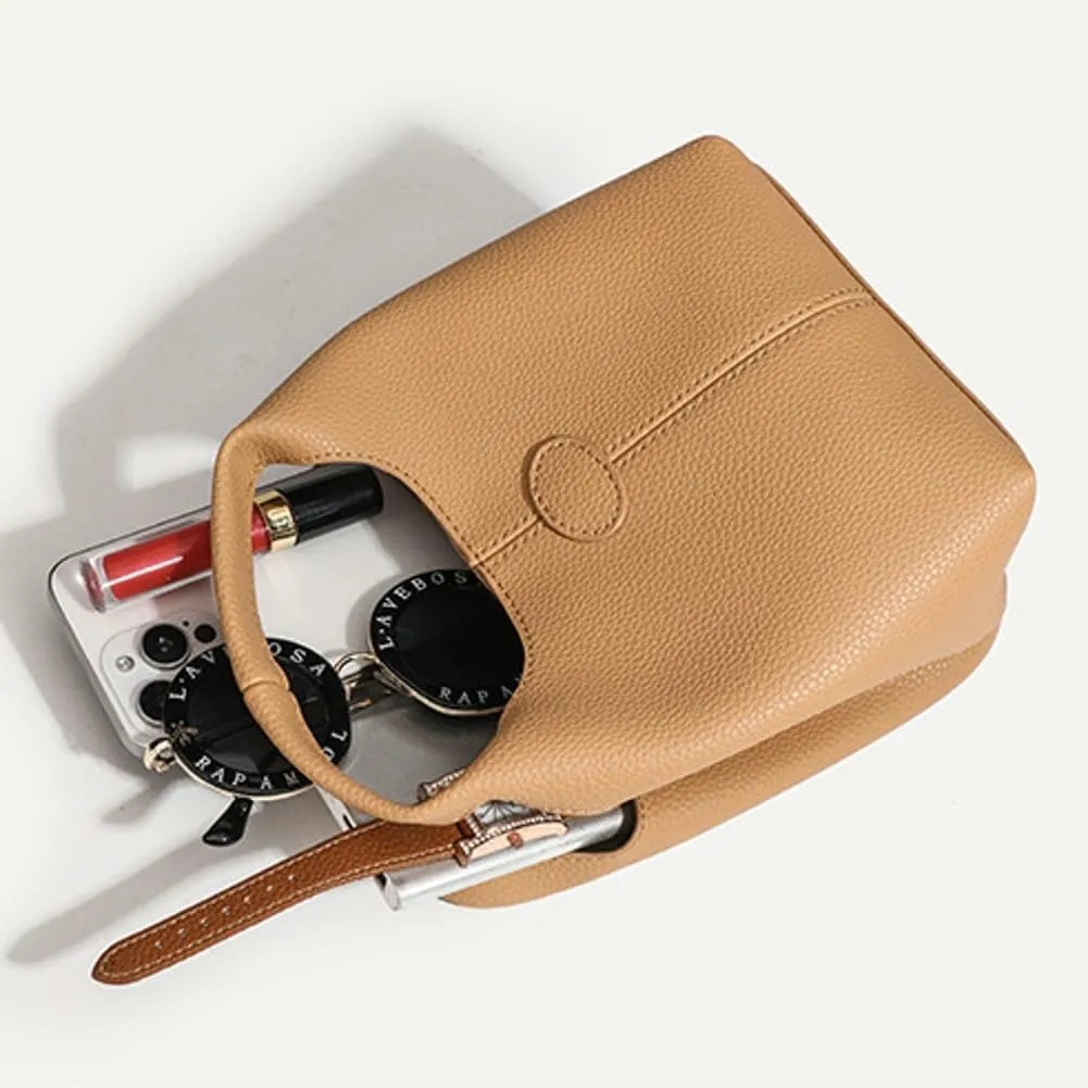Womens Trendy PU Leather Purse Small Bucket Shoulder Crossbody Bag Cute Tote Handbag Casual 2pcs Satchel
