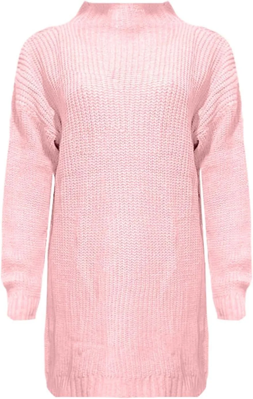 Womens Winter Knitted Sweater Turtleneck Oversized Long Sleeve Sweater Dress 2024 Plus Size Tunic Pullover Fall Dress
