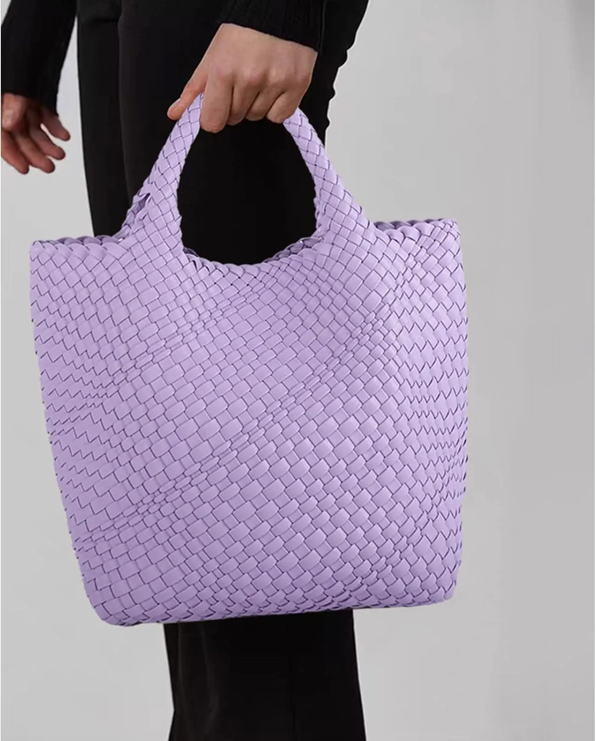 Woven Vegan Leather Handmade Tote for Women - Summer Beach Travel Hand Bag, Purse, Satchel Handbag