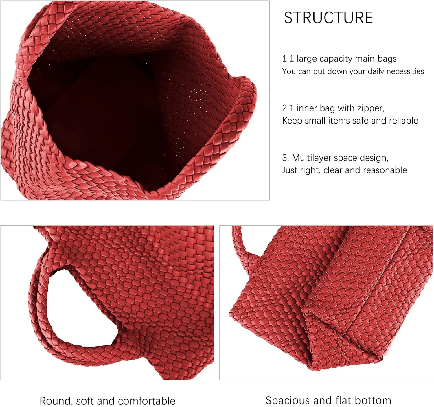 Woven Vegan Leather Handmade Tote for Women - Summer Beach Travel Hand Bag, Purse, Satchel Handbag