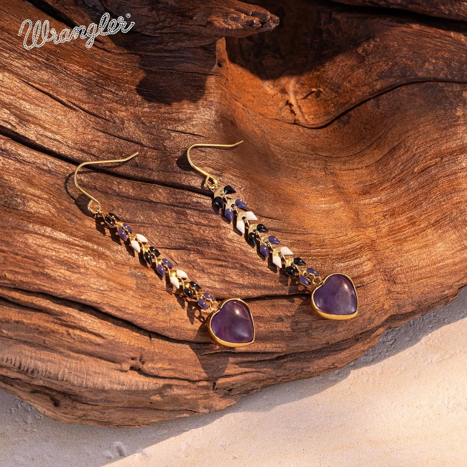 Wrangler Gold Western Drop Dangle Earrings for Women 14K Statement Natrual Stone Country Jewelry
