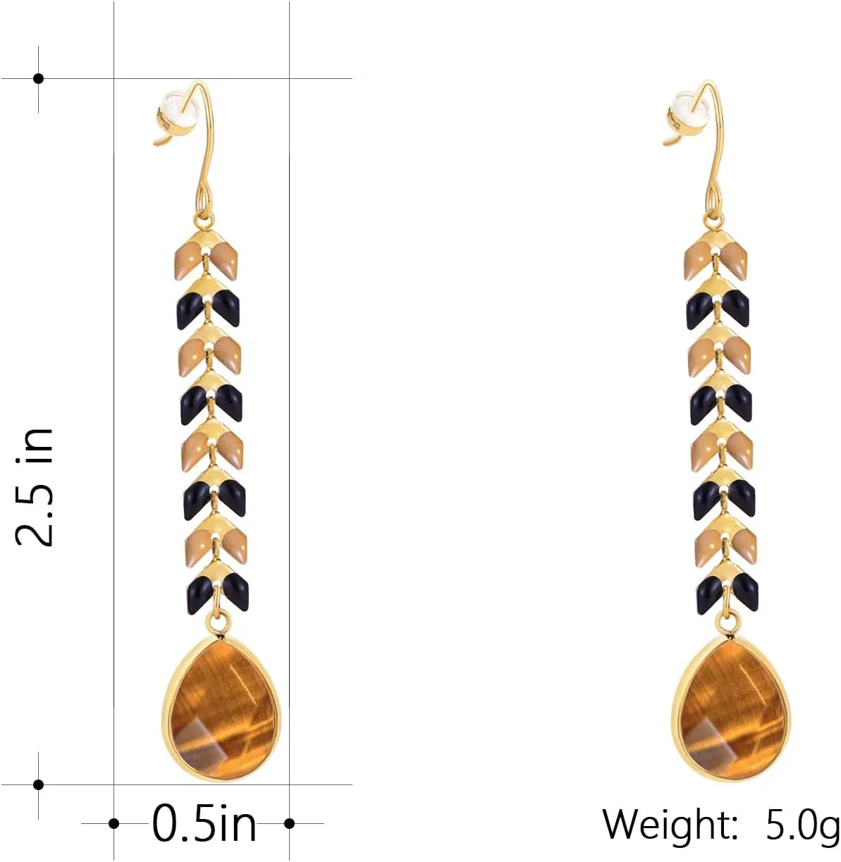 Wrangler Gold Western Drop Dangle Earrings for Women 14K Statement Natrual Stone Country Jewelry