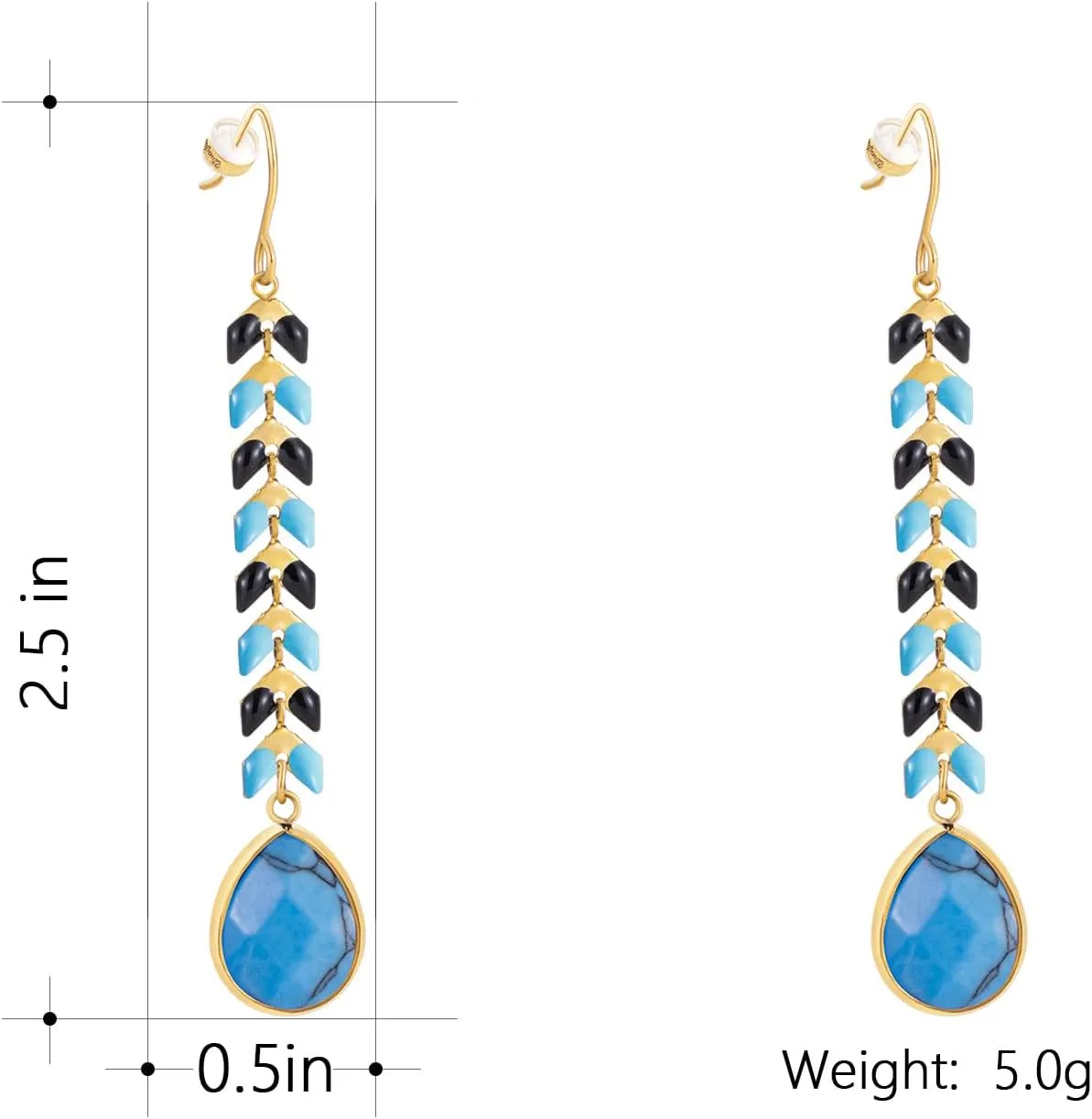 Wrangler Gold Western Drop Dangle Earrings for Women 14K Statement Natrual Stone Country Jewelry