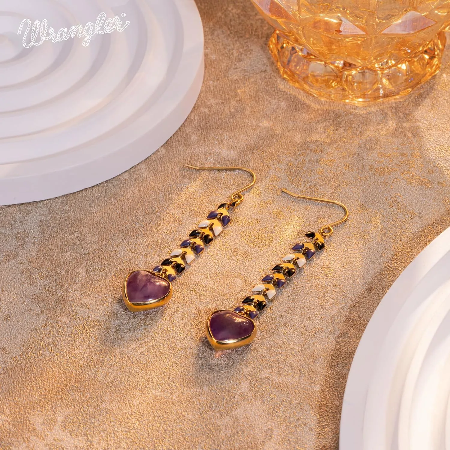 Wrangler Gold Western Drop Dangle Earrings for Women 14K Statement Natrual Stone Country Jewelry