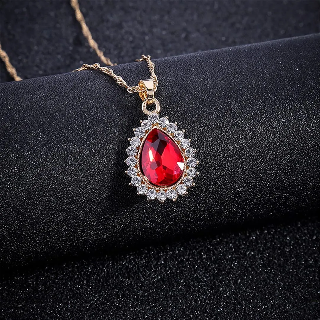 Wvapzxx Teardrop Crystal Pendants Necklace Earrings Sets For Women Jewelry Set Bridal Wedding Earring Necklace Sets