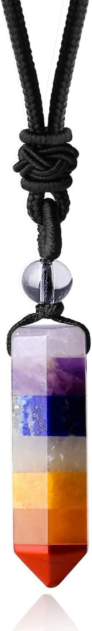 XIANNVXI Crystal Necklace for Men Women Adjustable Rope Hexagonal Point Healing Crystal Natural Stone Pendant Necklaces Gemstone Jewelry