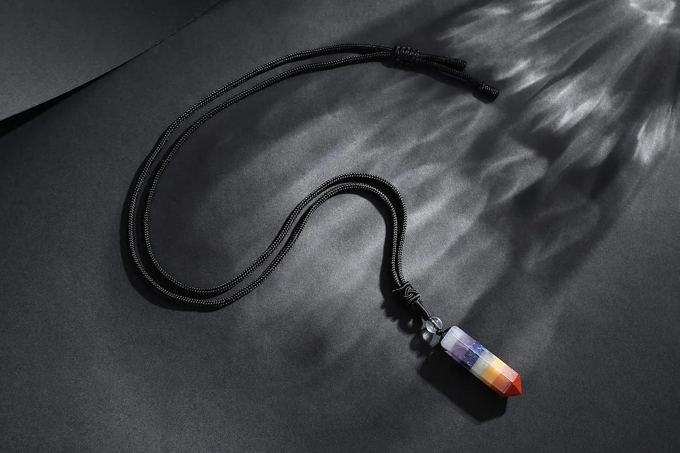 XIANNVXI Crystal Necklace for Men Women Adjustable Rope Hexagonal Point Healing Crystal Natural Stone Pendant Necklaces Gemstone Jewelry