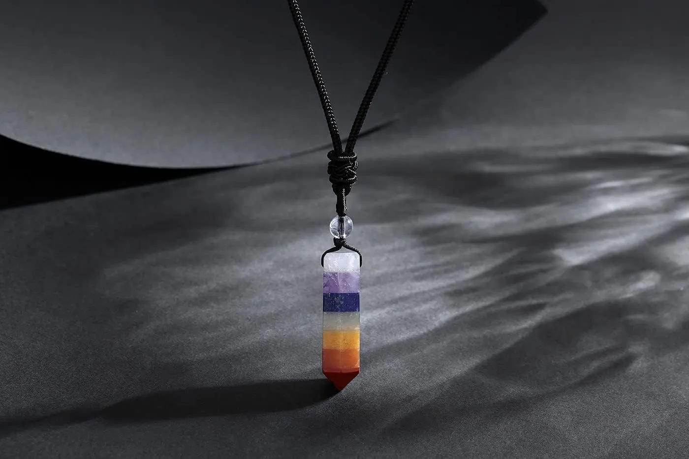 XIANNVXI Crystal Necklace for Men Women Adjustable Rope Hexagonal Point Healing Crystal Natural Stone Pendant Necklaces Gemstone Jewelry