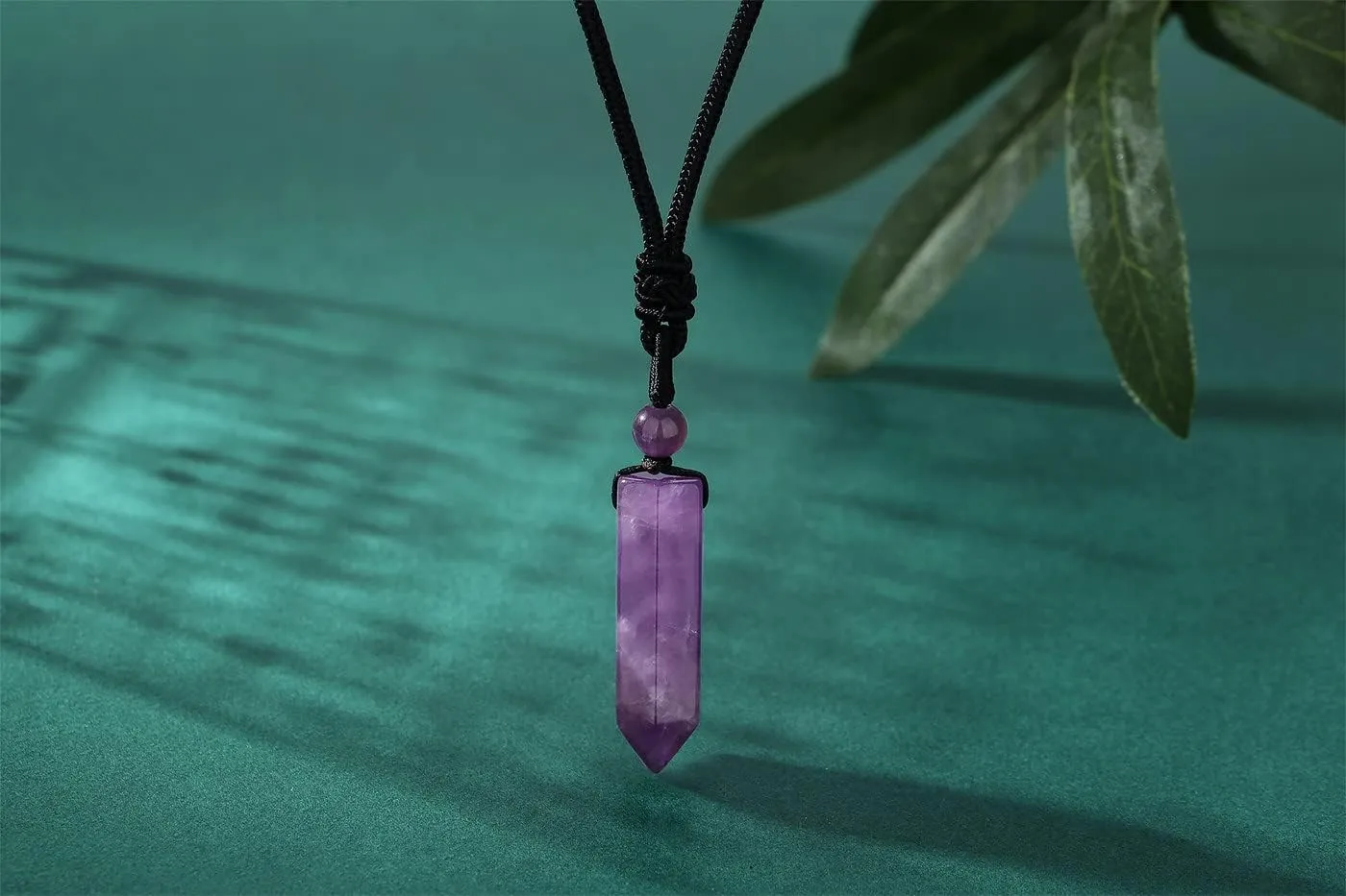 XIANNVXI Crystal Necklace for Men Women Adjustable Rope Hexagonal Point Healing Crystal Natural Stone Pendant Necklaces Gemstone Jewelry