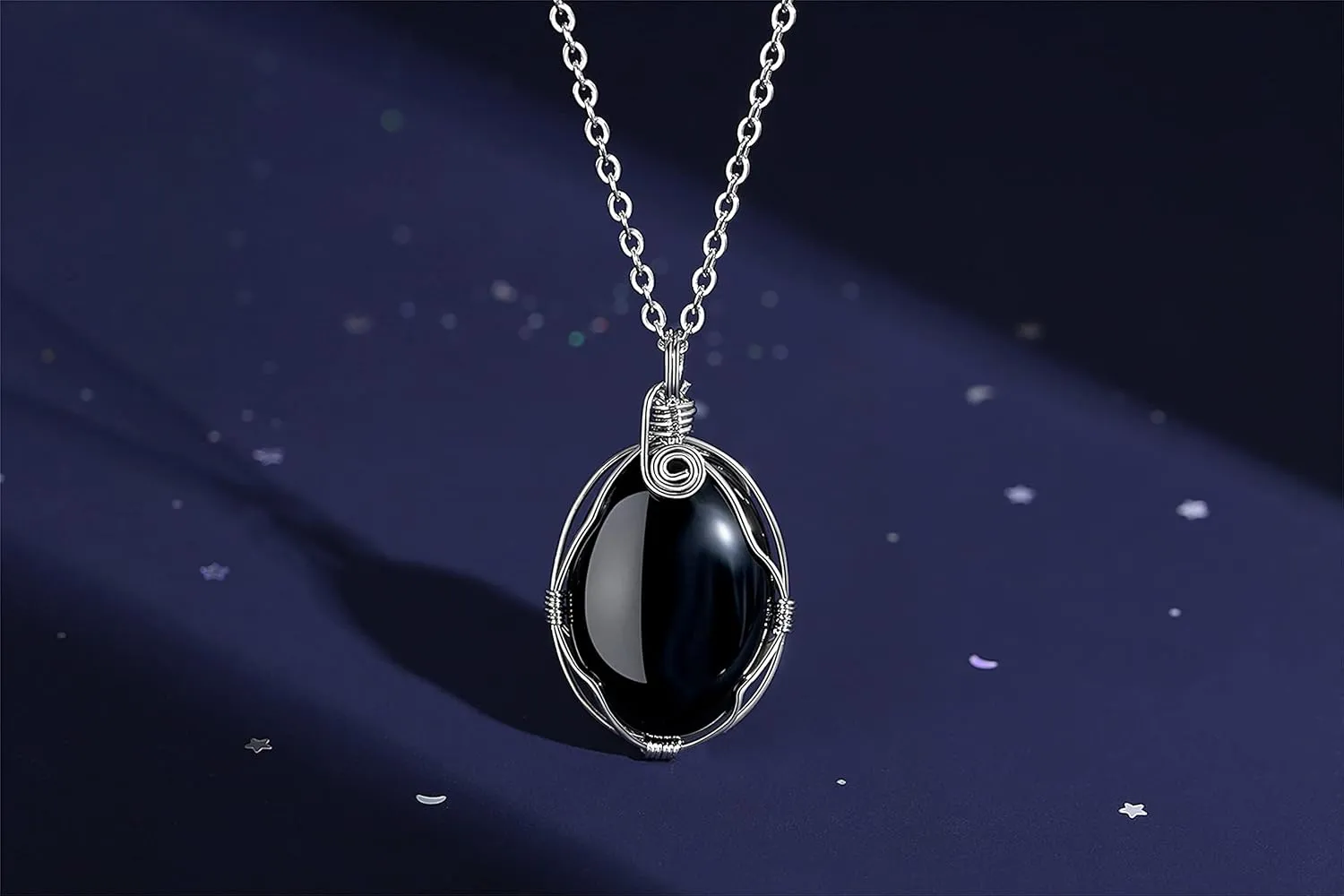 XIANNVXI Healing Crystal Necklace Wire Wrapped Oval Stone Gemstone Pendant Necklaces Natural Spiritual Reiki Witchcraft Quartz Jewelry for Women