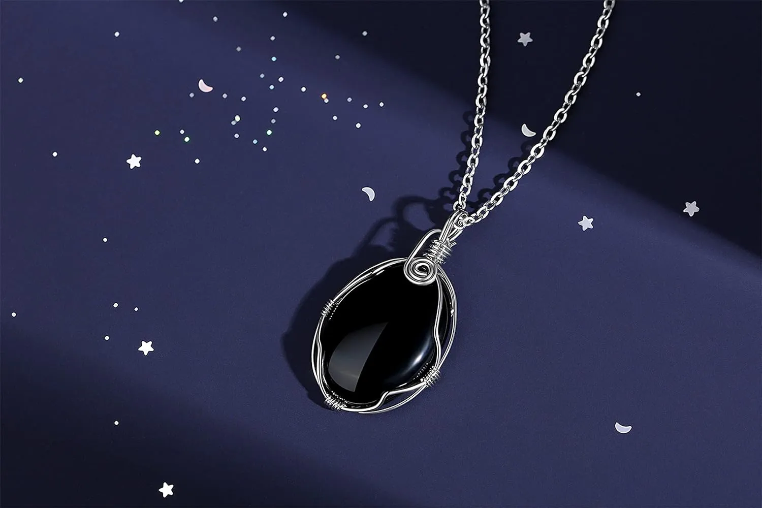 XIANNVXI Healing Crystal Necklace Wire Wrapped Oval Stone Gemstone Pendant Necklaces Natural Spiritual Reiki Witchcraft Quartz Jewelry for Women