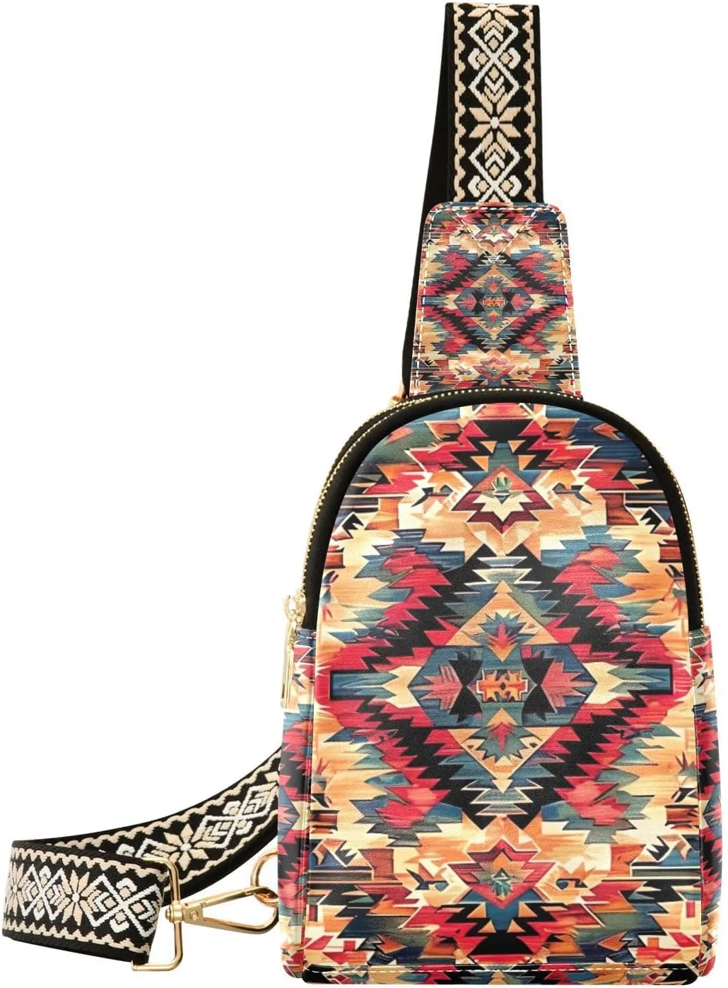 xigua Small Sling Bag for Women Southwestern Pattern Fanny Pack Faux Leather Crossbody Bags Lightweight Chest Bag