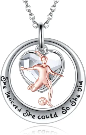 YFN Sport Lovers Jewelry Gifts Sterling Silver Cheerleading Cheer Soccer Golf Volleyball Gymnastics Basketball Ballerina Softball Pendant Necklace for Women and Sport Fans