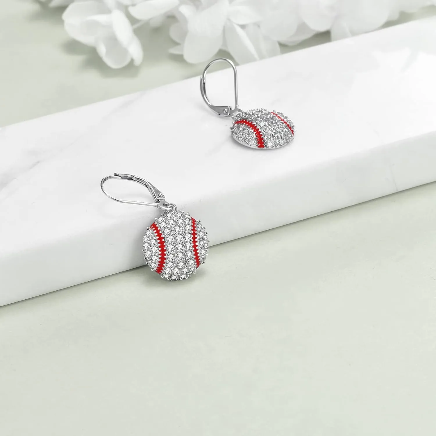 YFN Sports Jewelry Earrings 925 Sterling Silver Baseball Softball Basketball Rugby Football Tennis Volleyball Earrings for Women and Sports Fans Gifts