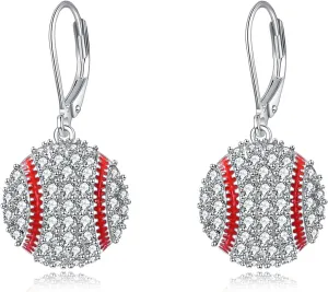 YFN Sports Jewelry Earrings 925 Sterling Silver Baseball Softball Basketball Rugby Football Tennis Volleyball Earrings for Women and Sports Fans Gifts