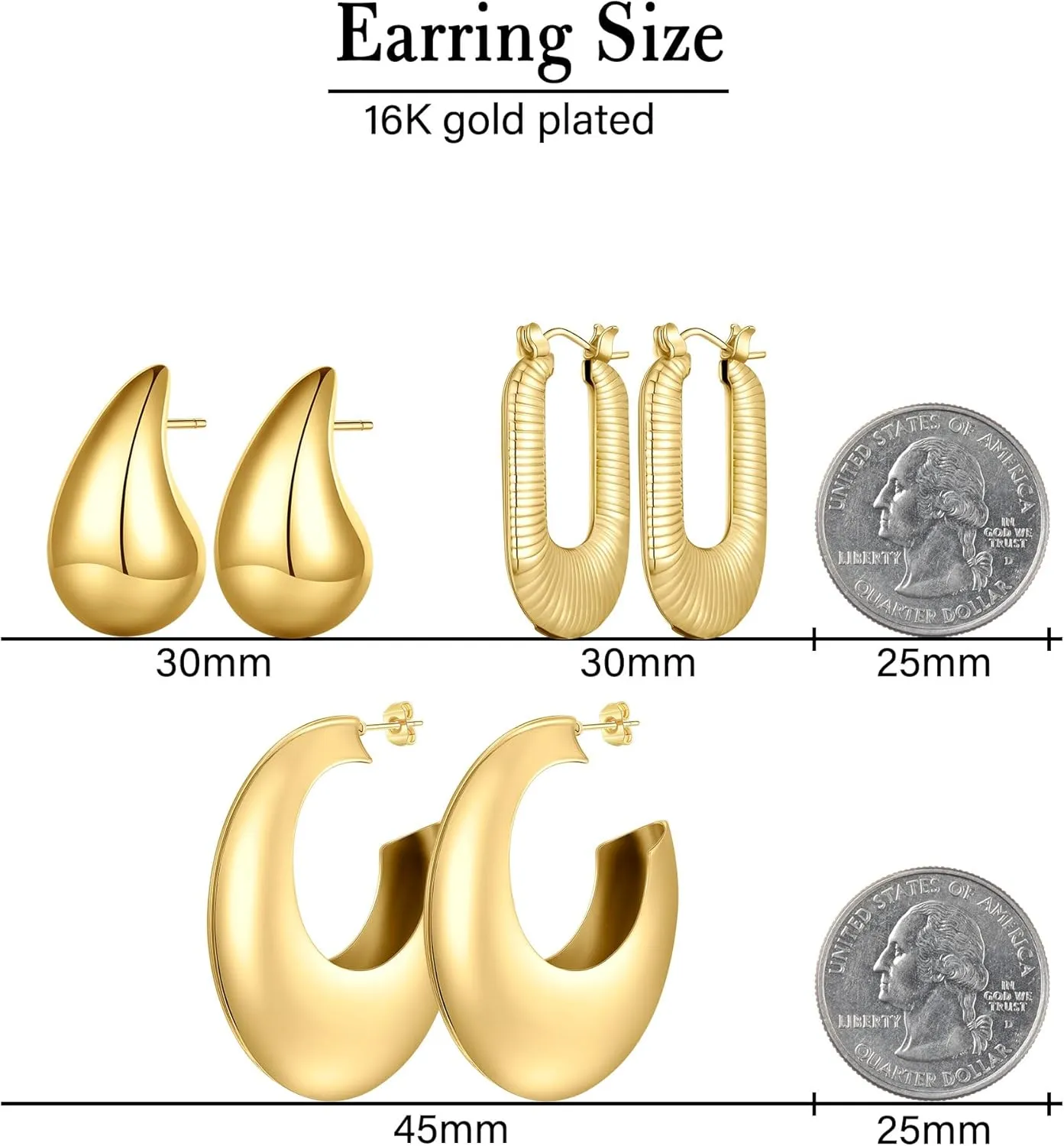 Yooblue Gold Hoop Earrings Set for Women - 3/6/9 Pairs 16K Plated Twisted Huggie Earrings for Women Teen Girls - Lightweight Jewelry Gifts