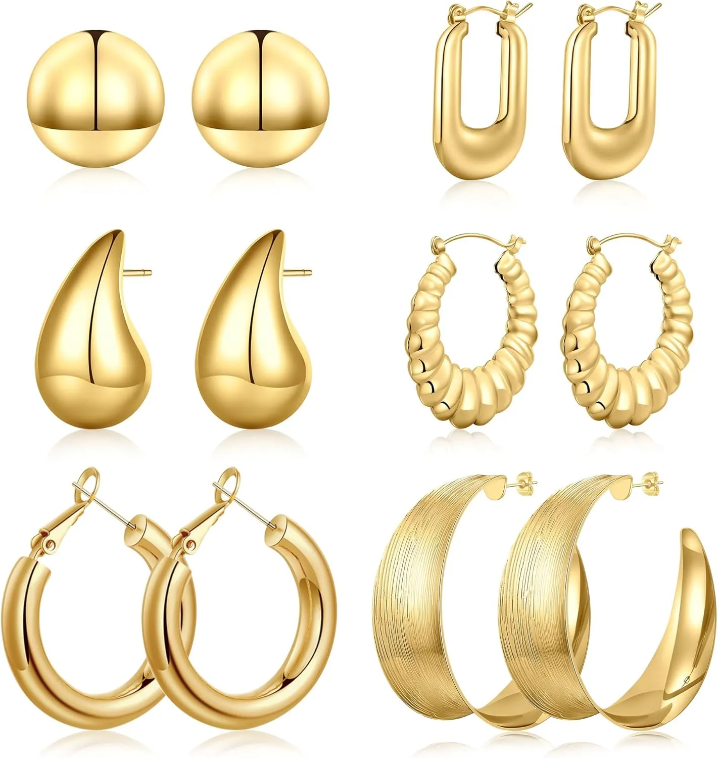 Yooblue Gold Hoop Earrings Set for Women - 3/6/9 Pairs 16K Plated Twisted Huggie Earrings for Women Teen Girls - Lightweight Jewelry Gifts