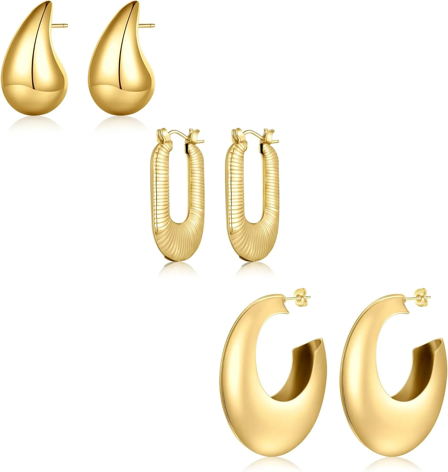Yooblue Gold Hoop Earrings Set for Women - 3/6/9 Pairs 16K Plated Twisted Huggie Earrings for Women Teen Girls - Lightweight Jewelry Gifts
