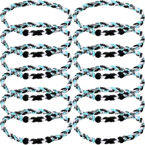 Zeyune 12 Pcs 18" Baseball Necklace for Boys Three Braided Rope Tornado Titanium Baseball Rope Necklace for Men Sport