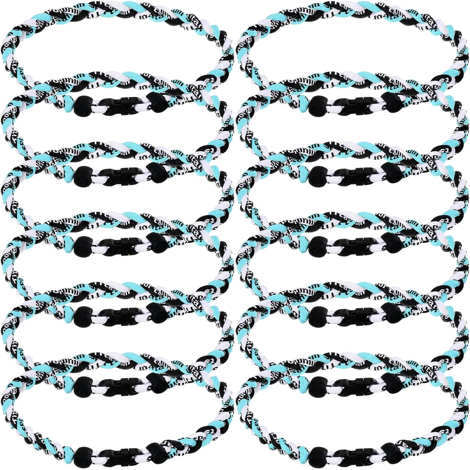 Zeyune 12 Pcs 18" Baseball Necklace for Boys Three Braided Rope Tornado Titanium Baseball Rope Necklace for Men Sport