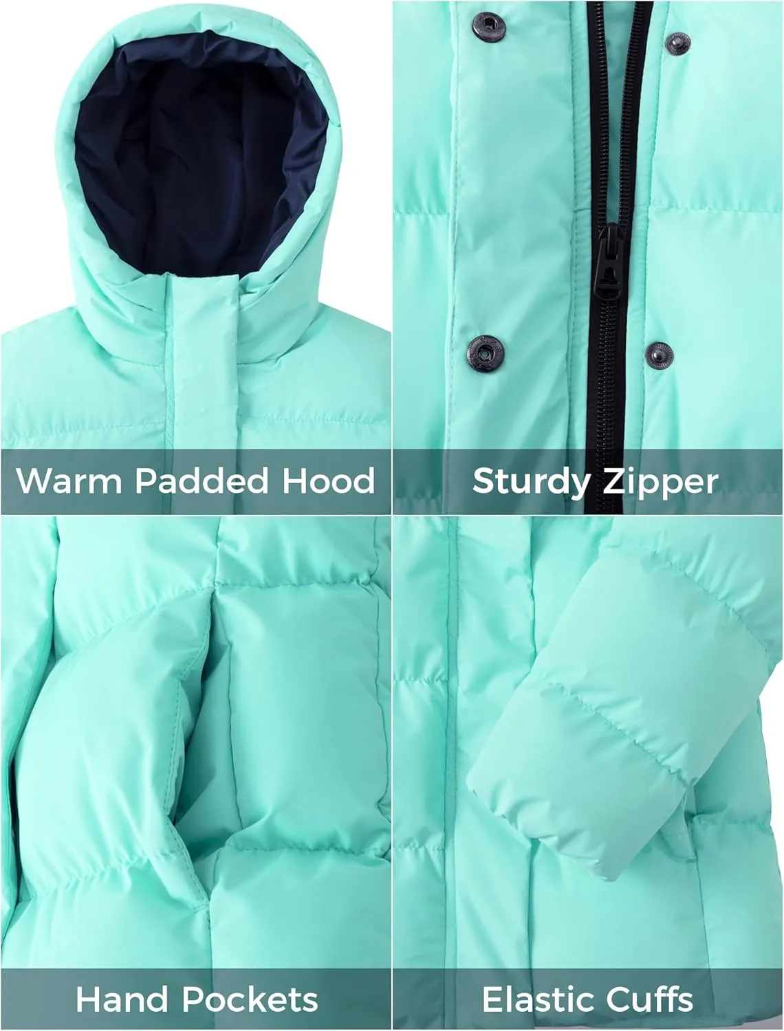 ZSHOW Girls' Lightweight Puffer Jacket Warm Hooded Winter Coat Quilted Outerwear Jacket