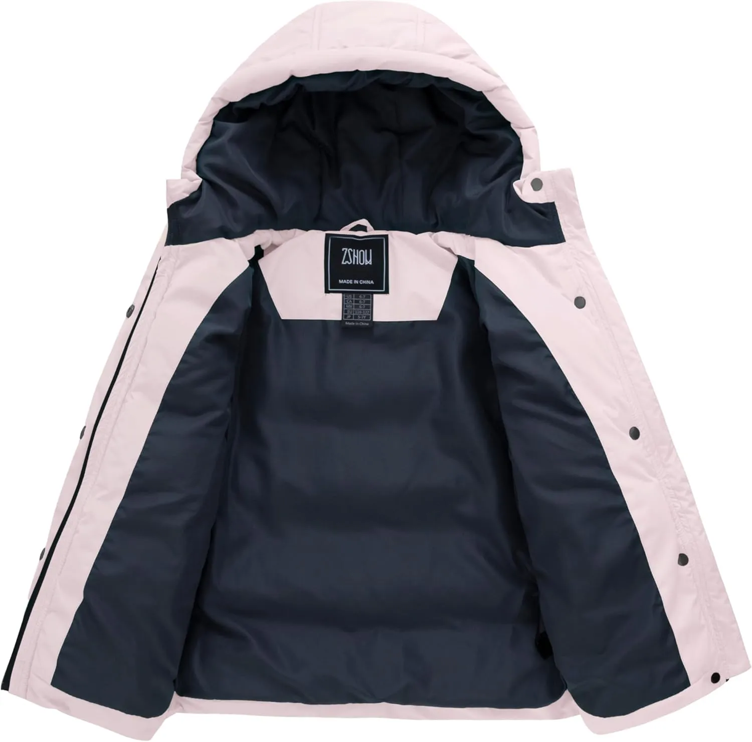 ZSHOW Girls' Lightweight Puffer Jacket Warm Hooded Winter Coat Quilted Outerwear Jacket