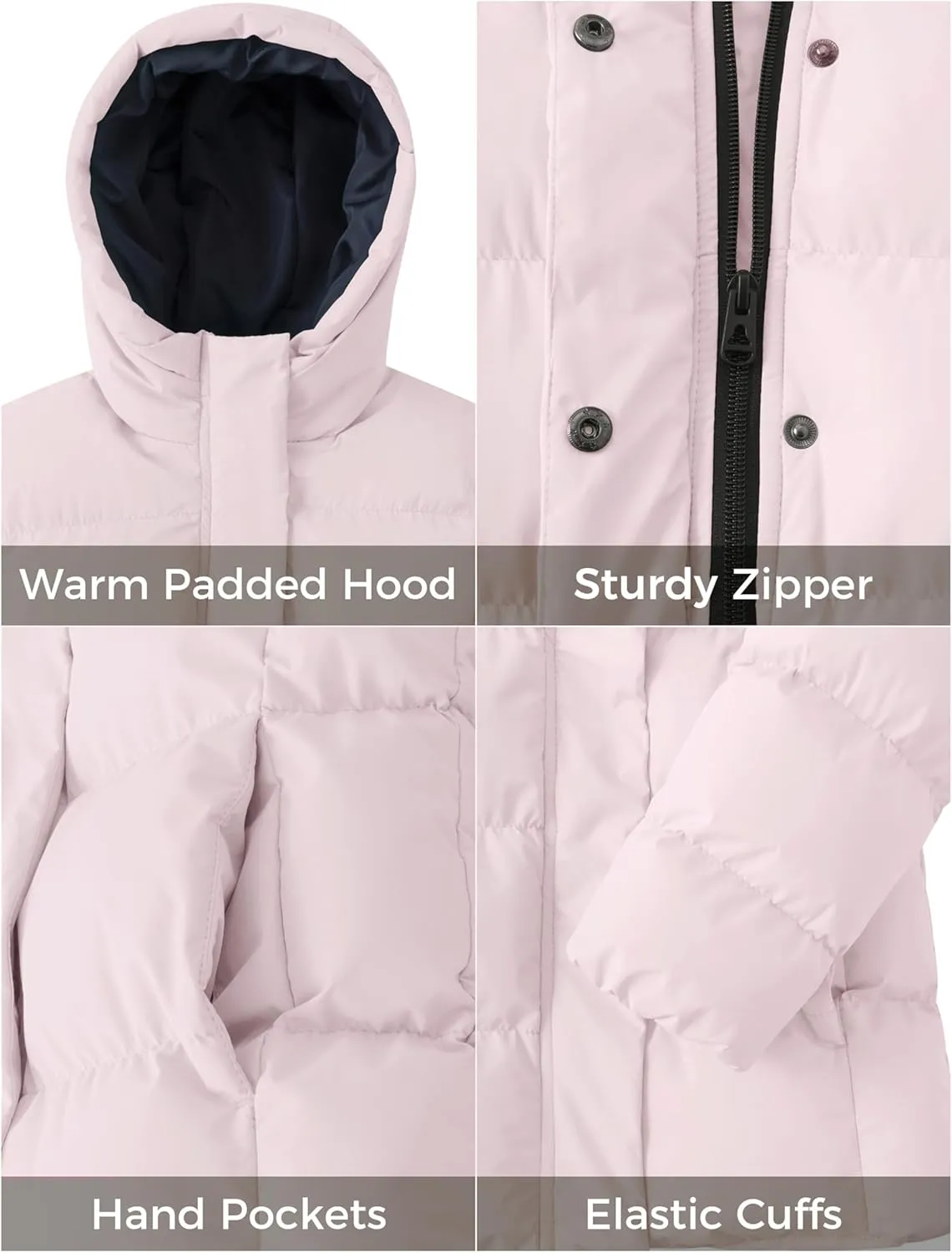 ZSHOW Girls' Lightweight Puffer Jacket Warm Hooded Winter Coat Quilted Outerwear Jacket
