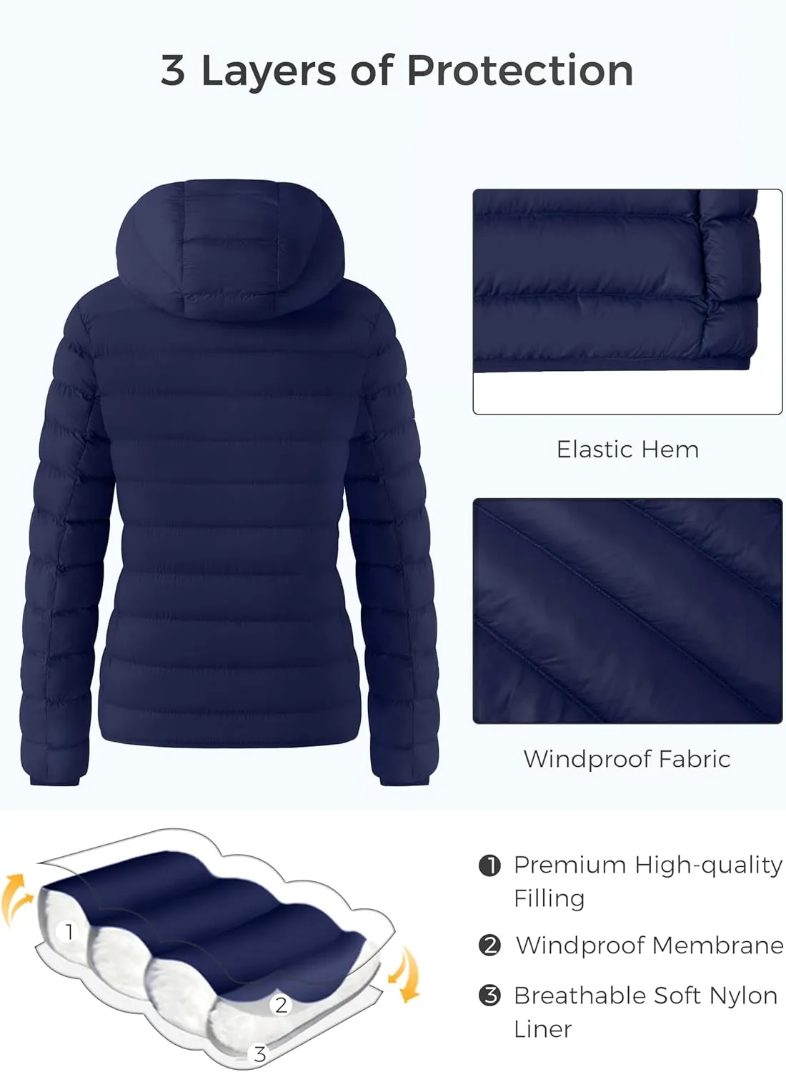 ZSHOW Women's Packable Puffer Jacket Warm Hooded Lightweight Winter Coat