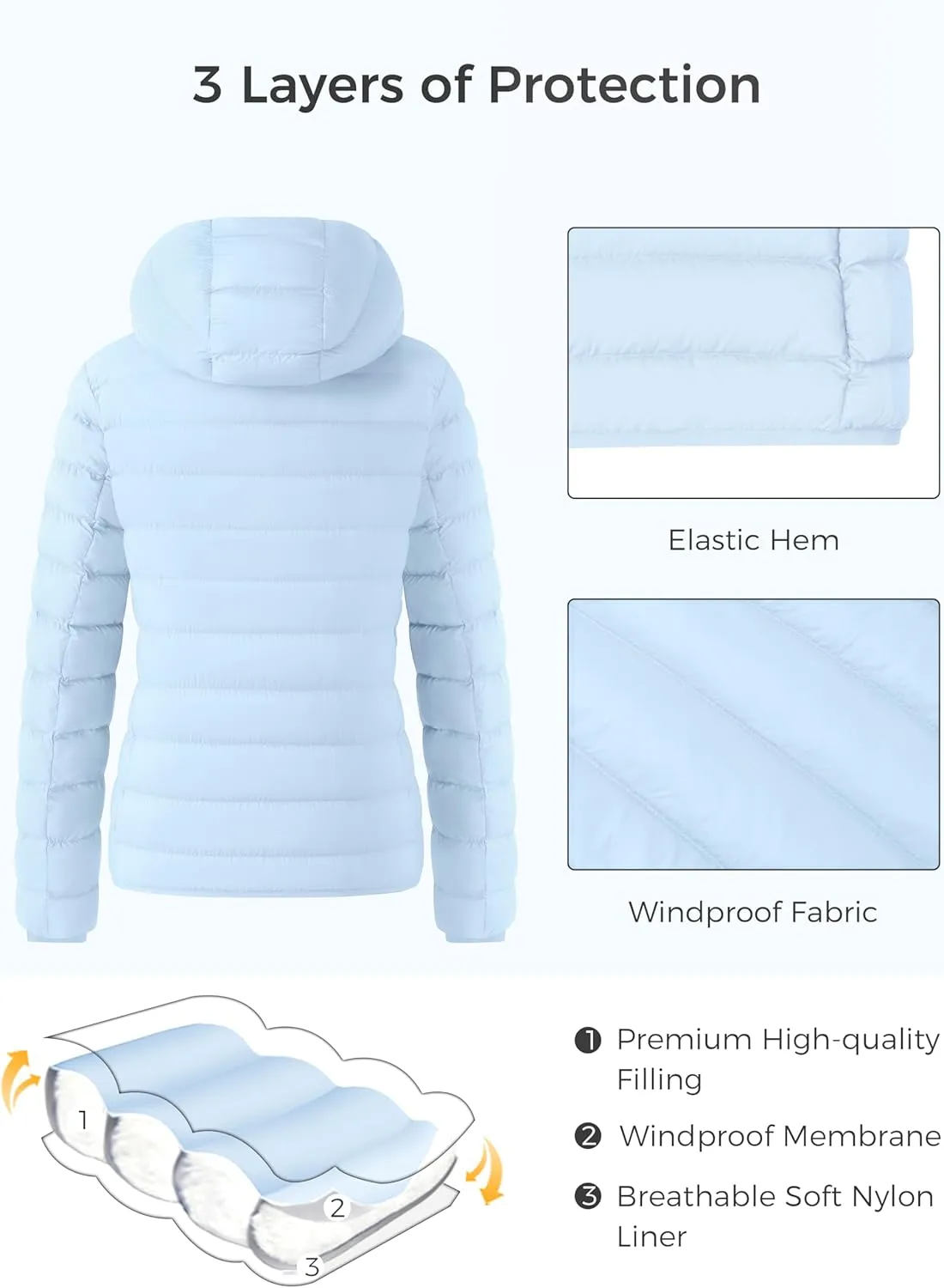 ZSHOW Women's Packable Puffer Jacket Warm Hooded Lightweight Winter Coat